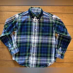 Ralph Lauren Boys Size 6 Plaid Long Sleeve Button Down Shirt Green Blue